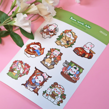 Lade das Bild in den Galerie-Viewer, Grüner Stickerbogen – Buns mit Jobs | Stickerbogen