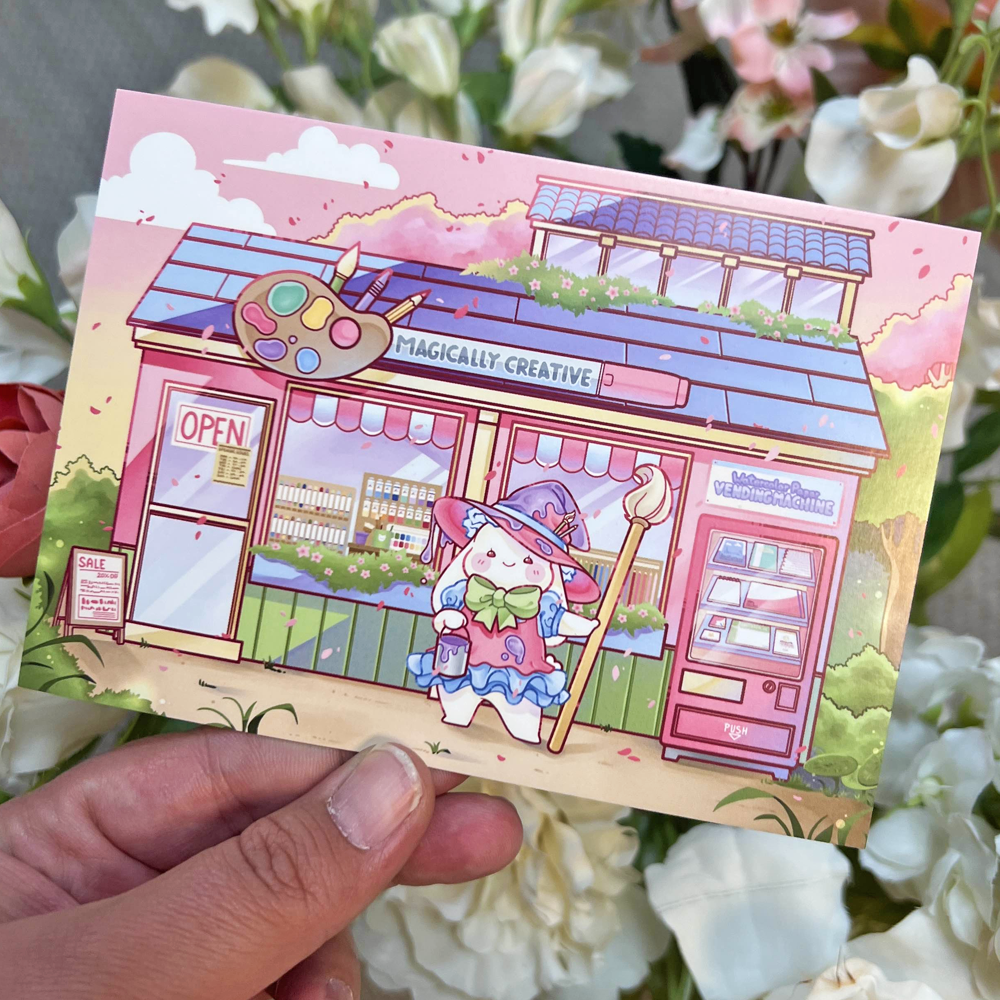 Artsy Witch Bun Art Supply Store | Postcard