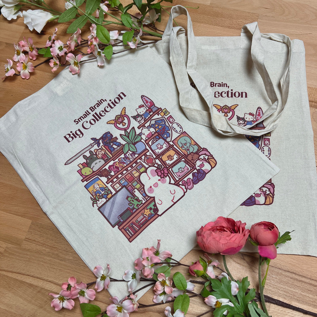 Small Brain, Big Collection Tote Bag - | Fashion