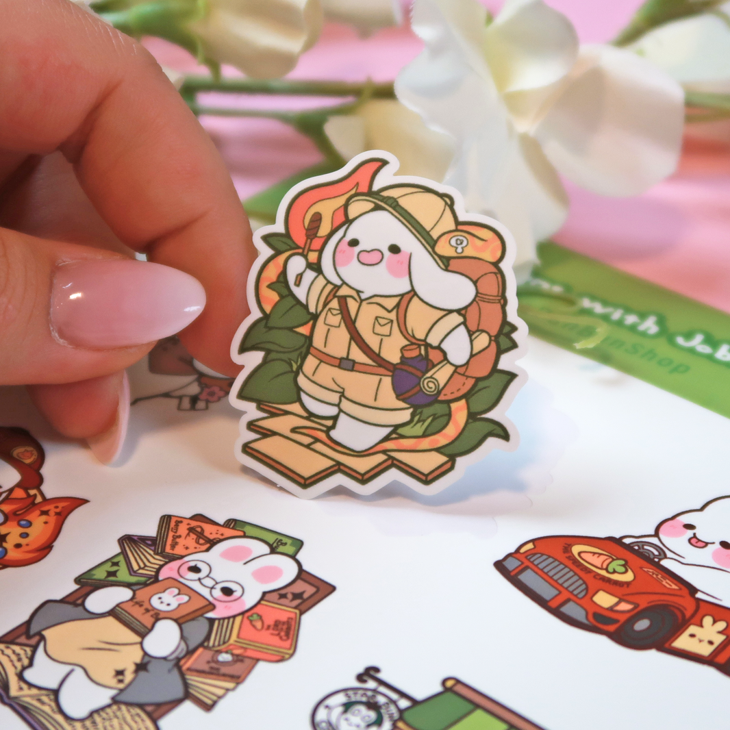 Grüner Stickerbogen – Buns mit Jobs | Stickerbogen